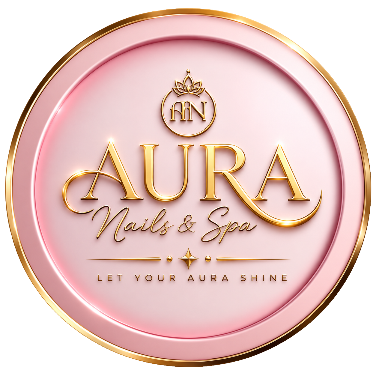 Aura Nails & Spa logo in roze en goud